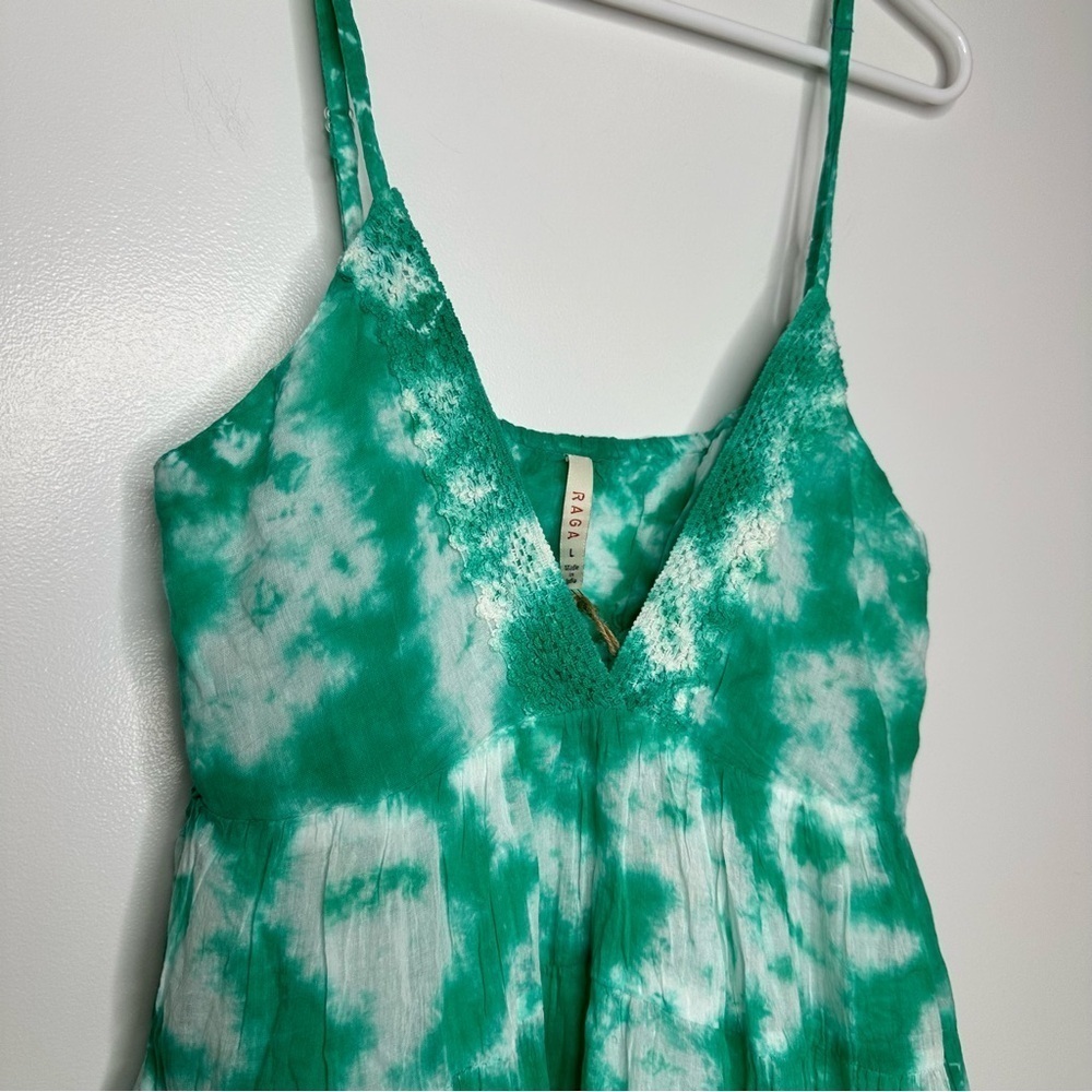 NWT RAGA X Anthropology Tie Dye Pintuck Babydoll Mini Dress Size Large - Picture 2 of 10